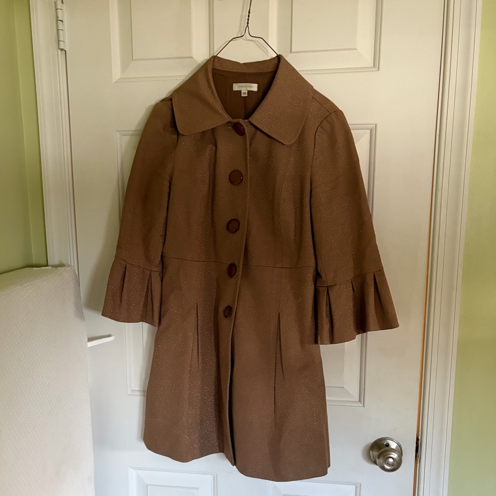 Brown Women's Coat with Pleated Sleeves by Campaigne size 10